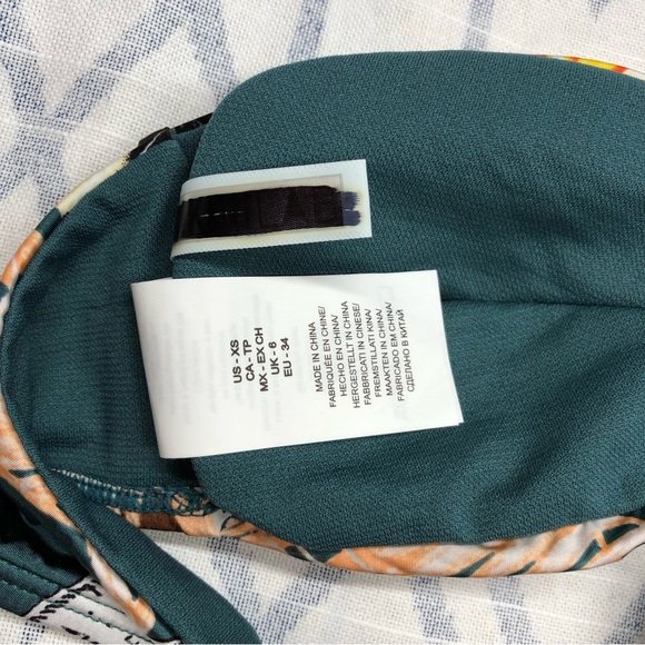 Nwot the bikini lab bandeau strapless tropical leaf floral print tie front - Picture 3 of 4